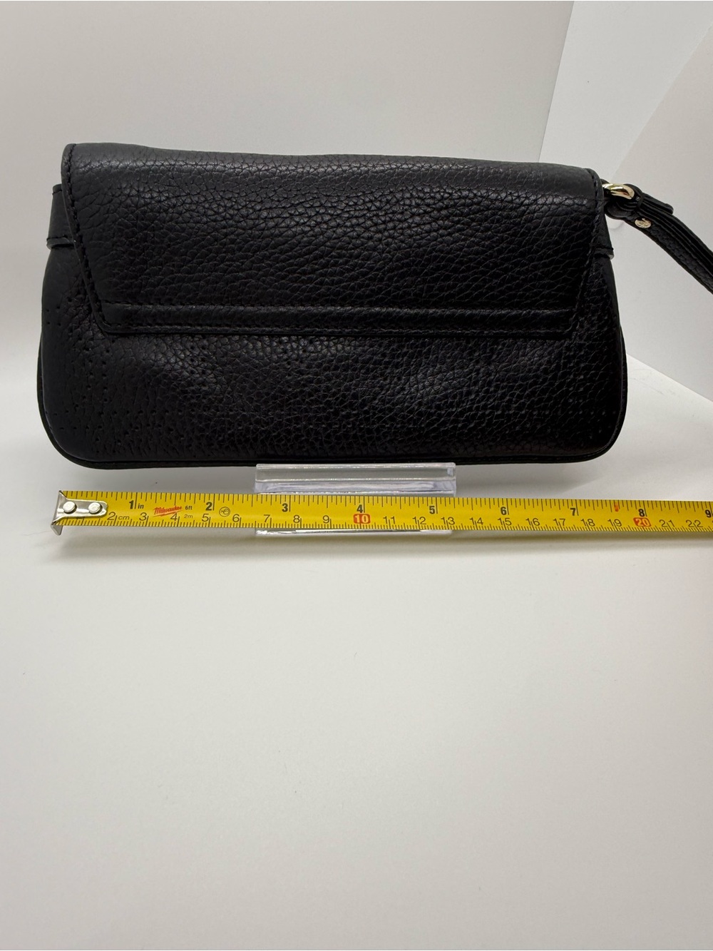 Kate Spade Black Pebbled Leather Wristlet Clutch Green Polka Dot Lining Y2K - Picture 15 of 15